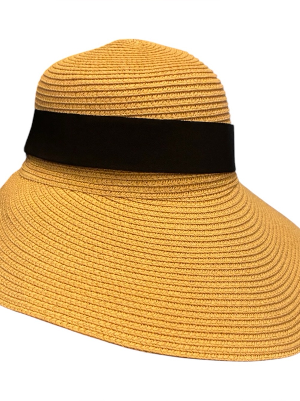Rae Dunn Straw Sun Visor Hat in Natural and Black